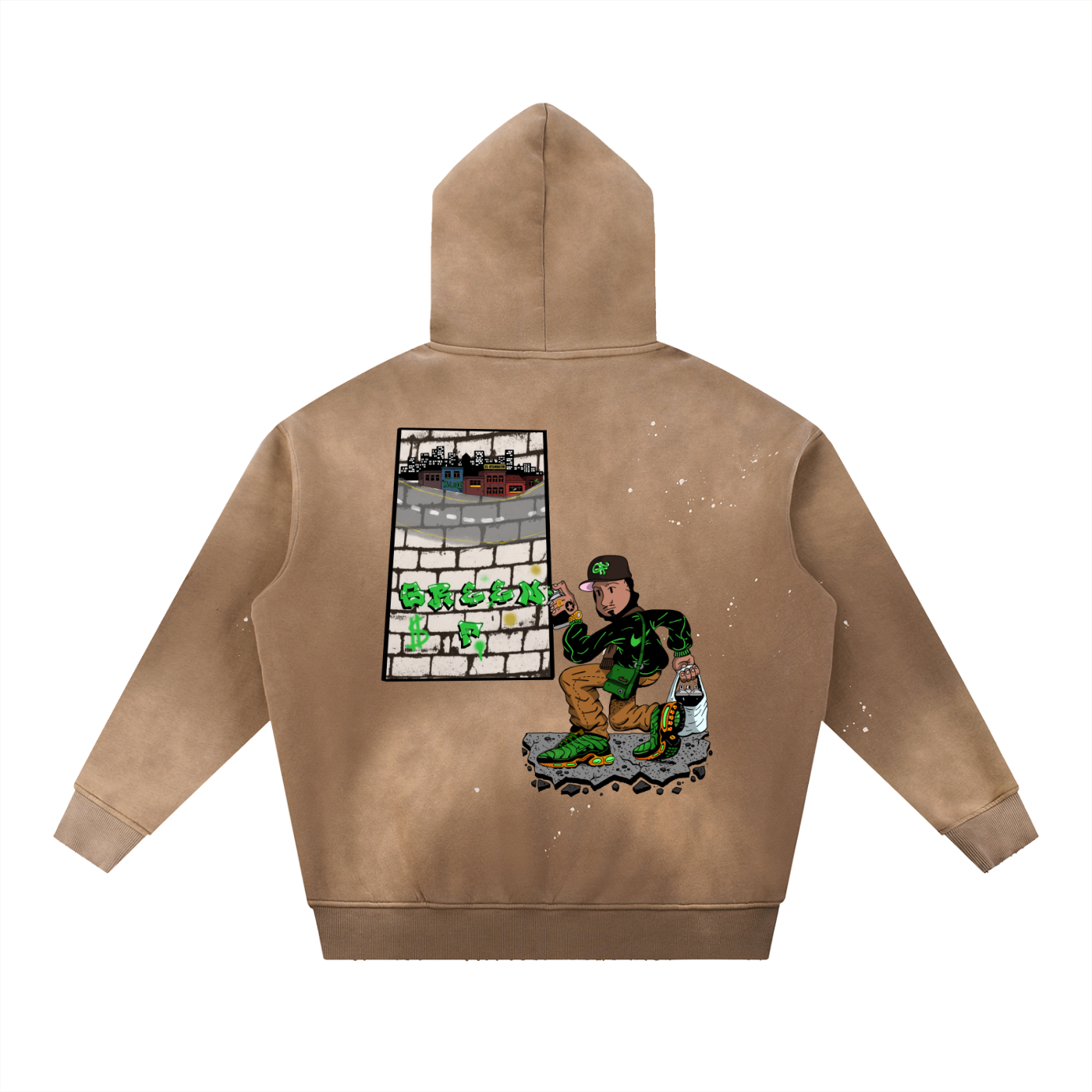 Vintage Washed Frayed Fleece Hoodie