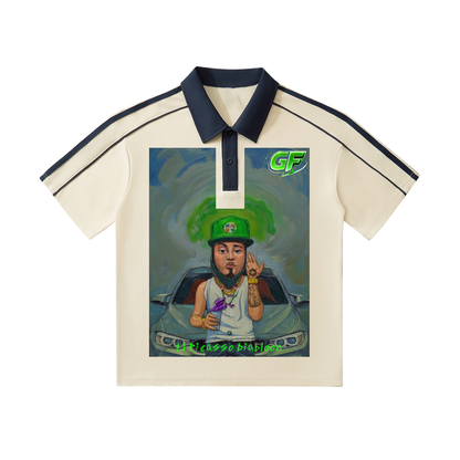 Contrast Collar Short-Sleeve Polo Shirt