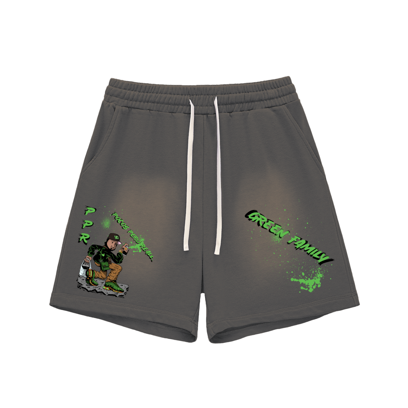 Sun Fade Raw Edge Cotton Shorts