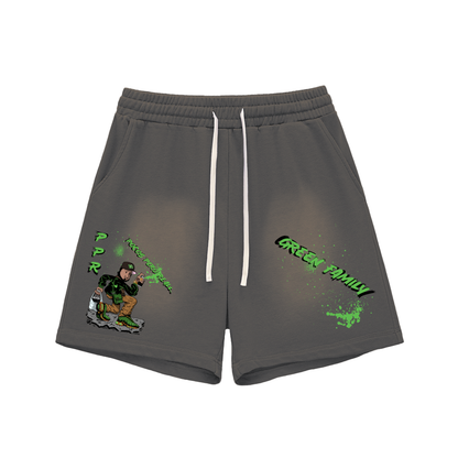 Sun Fade Raw Edge Cotton Shorts