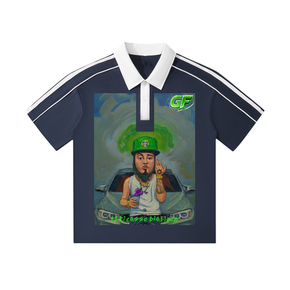 Contrast Collar Short-Sleeve Polo Shirt