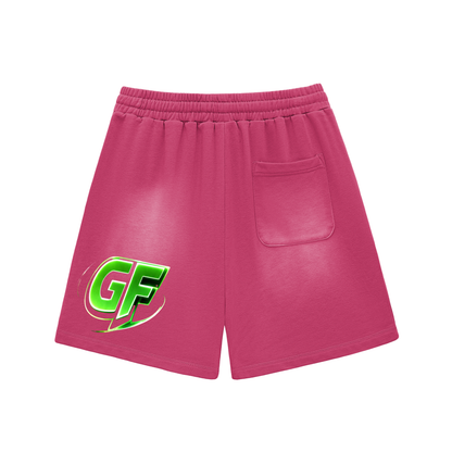 Sun Fade Raw Edge Cotton Shorts